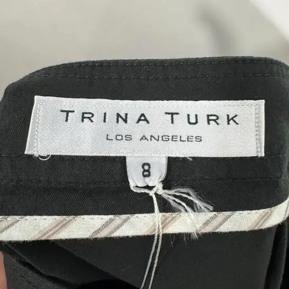 Trina Turk Women’s Size 8 Medium Black Cotton Blend Button Front A Line Skirt - Picture 3 of 10